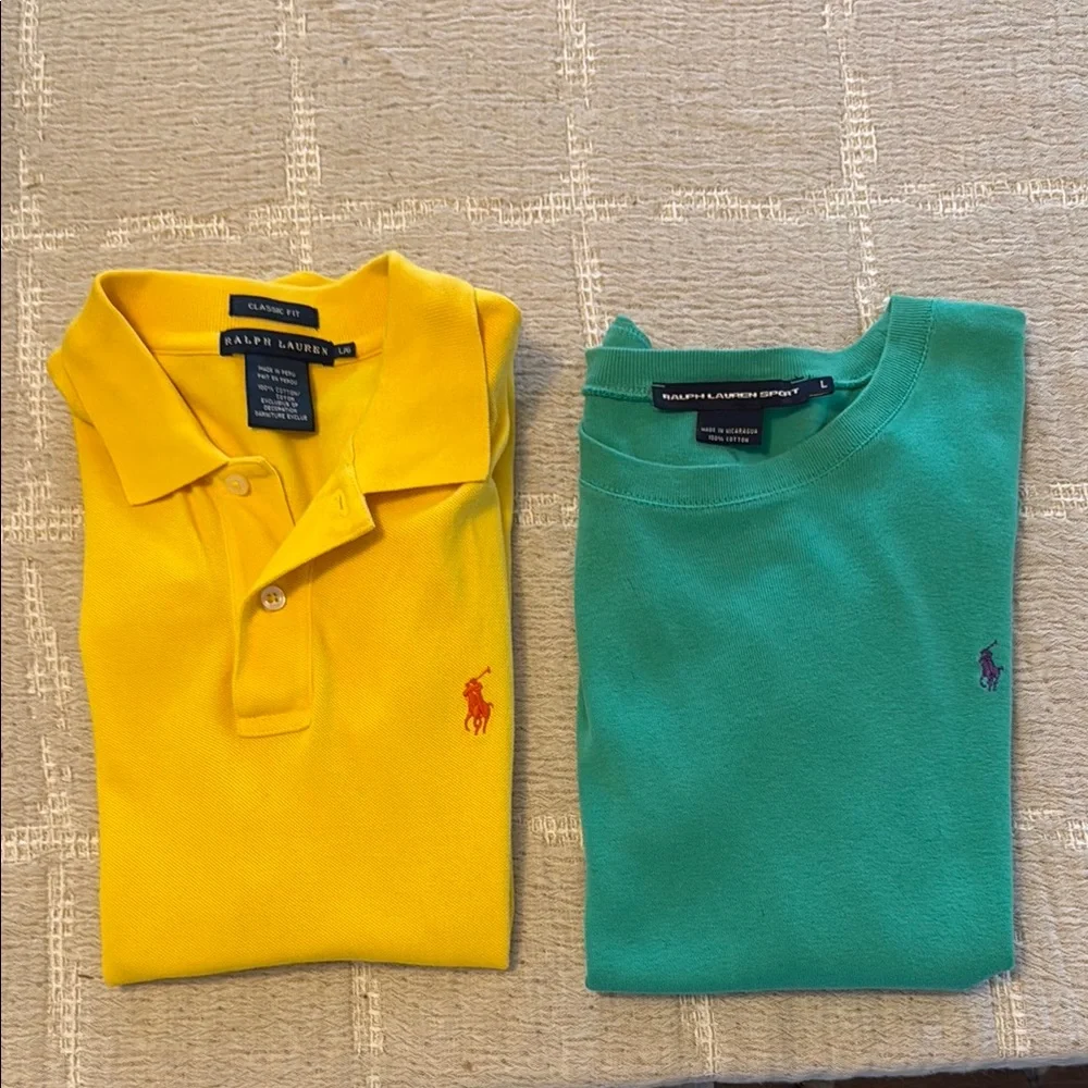 Ralph Lauren Yellow Polo & Teal Crewneck Top Set
